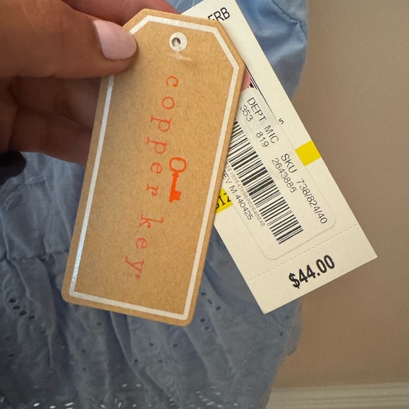 Copper Key Blue Smocked Ruffled Tank Top - Picture 3 of 3